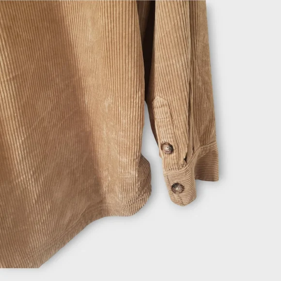Madewell Corduroy Kentwood Oversized Shirt Tail Jacket Shacket Large Tan Pockets - Picture 6 of 14